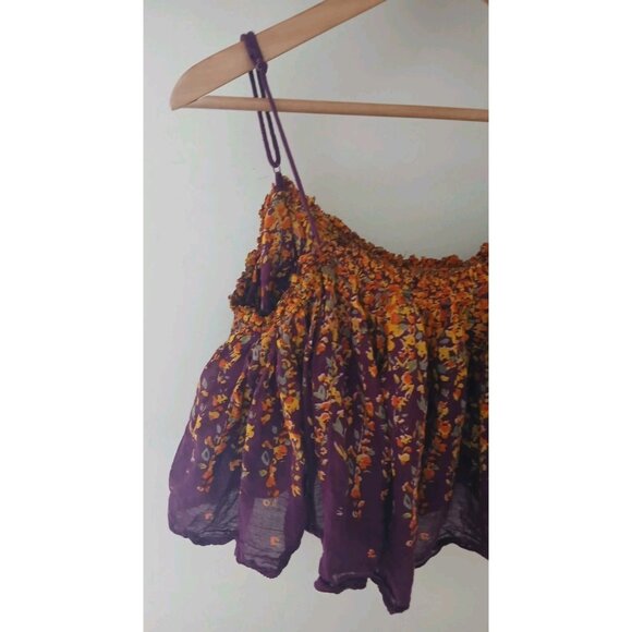Free People Instant Crush Camisole Crop Top Size Small Burgundy Floral Tank - Picture 3 of 10